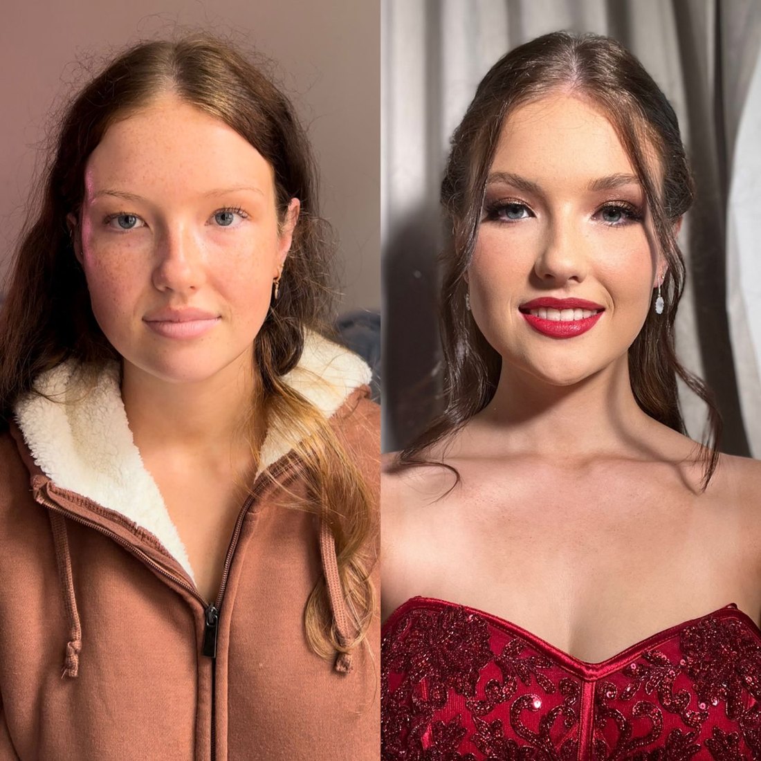 Before and after — makeup transformation by Elisa Sharen